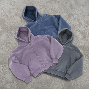 Sweat-shirt personnalisé en molleton français 100% coton 500 g/m², effet délavé, vintage, déchiré, effet soleil, coupe courte, pour homme - Product Image 1