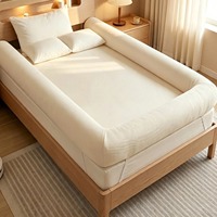 Drap-housse personnalisé antidérapant à rebord surélevé et poches profondes, ensemble de draps de lit avec bordure rembourrée surélevée pour lits