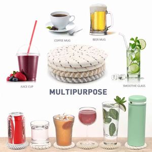 8PCS Cup <b>Coasters</b> for Drinks Absorbent Woven <b>Coaster</b> <b>Set</b> With Holder Farmhouse Cloth Fabric Cup <b>Coasters</b> for Coffee Tea - Product Image 3
