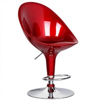 Chaise de bar JOHOOFURNITURE, rouge métallisé, en plastique ABS et PP brillant, réglable en hauteur, fabriquée en Chine, tabouret de bar pour pub