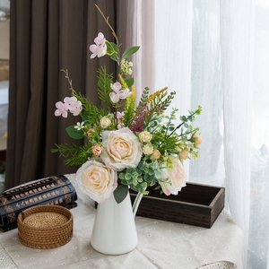 CF02105 Ramo de Rosas Románticas de 21 Pulgadas con <span class=keywords><strong>Lila</strong></span> y Follaje Mixto, Elegante Centro de Mesa para Decoración del Hogar - Product Image 2