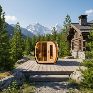 Suite de sauna carrée premium HELIUS |   Expérience de spa avec vestiaire privé et poêle élégante en acier inoxydable - Product Image 1