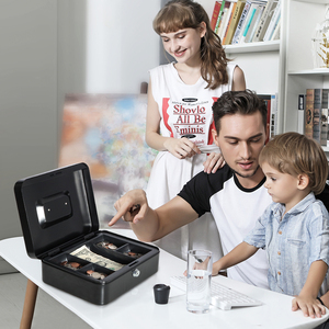 Caja de efectivo con cerradura de llave de metal portátil Cajas fuertes para ahorrar dinero con conveniencia móvil - Product Image 5