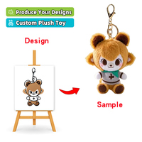 Peluche personnalisée de 5 cm, adorable renard en peluche, porte-clés en peluche, peluche personnalisée, jouet porte-clés en peluche