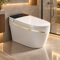 Nouvelle Conception Dorée - Toilette Intelligente en Céramique avec Bidet Intégré, WC sur Pied, Siège Chauffant, Télécommande, Luxe pour Salle de Bain