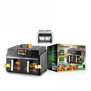 JAMAKY <span class=keywords><strong>Friteuse</strong></span> à Air <span class=keywords><strong>Professionnelle</strong></span> Double Zone, 3000W 12L au Total avec 10 Menus Prédéfinis et Écran LED Couleur - Product Image 6