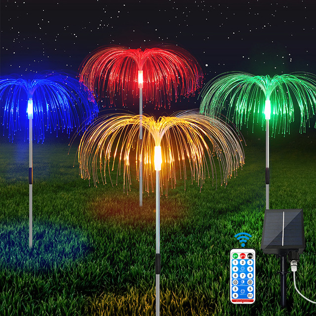 Solar Waterproof Fiber Optic Jellyfish Led Lights Plug-in Lawn Garden Decorative Lights
