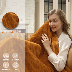 Gemütliche weiche Kaninchen fell Stoff elektrische Heiz decke maschinen wasch bar mit Überhitzung schutz - Product Image 2