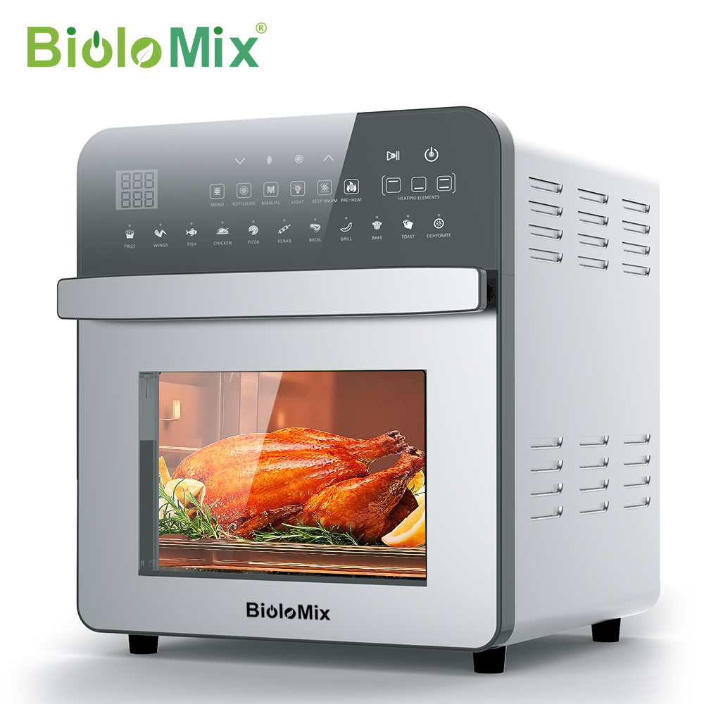 BioloMix 15L 1700W doppio riscaldamento friggitrice ad aria forno tostapane girarrosto e disidratatore forno da appoggio in acciaio inossidabile 11 in 1 2022