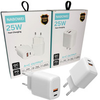 Adaptateur secteur USB-C double port 25W PD, chargeur rapide QC 3.0, adaptateur mural USB Type-C, prise EU/US pour iPhone Samsung