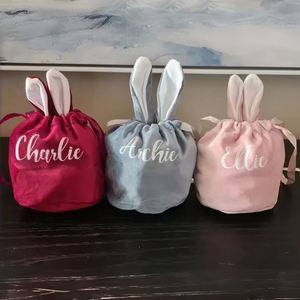 Adorno Personalizado de Orejas de Conejo de Pascua, Bolsa Pequeña, Estilo Moderno, Material de Poliéster, Nombre Personalizado, Almacenamiento de Dulces para Bodas - Product Image 2