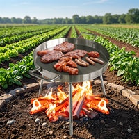 Poêle à frire ronde de haute qualité, ensemble de trois pièces profondes, ustensiles de cuisine en acier inoxydable pour l'extérieur, compatible avec les cuisinières à induction