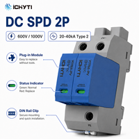 Parafoudre CC certifié CE 500V 600V 1200V 40kA à montage sur rail DIN pour panneaux solaires et recharge de véhicules électriques