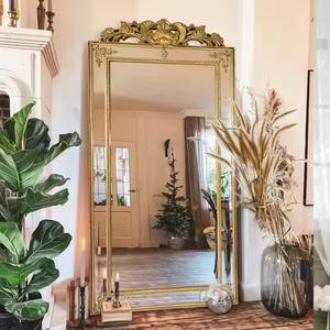 Specchio da pavimento moderno in lamina d'oro a figura intera fatto a mano vecchio specchio decorativo in vetro - Product Image 6