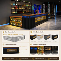 Comptoir de bar en forme de L de style industriel avec éclairage LED, comptoir de réception pour petit restaurant, café