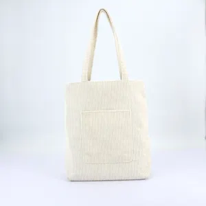 Corduroy Tote Bag Large Capacity Casual Shoulder Handbag Lightweight Daily Durable Tote Shoulder Bag