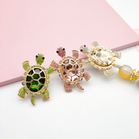 51304 Nuevo Diseño Lindo Tortuga de Metal con Cristales de Imitación, Adornos de Bolígrafo de Animales Huecos de Moda, Cuentas Focales para Fabricación de Joyería DIY
