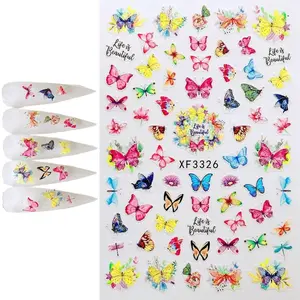 Yeni lüks 1 adet kelebek tırnak Sticker bahar yaz kelebek tasarımlar Nail Art Sticker
