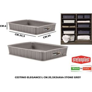 Cesto portaoggetti Elegance Stone Grey 35x26x6H Dimensioni L Cm - Product Image 1