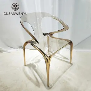 Cadeira de lazer simples e moderna estilo designer europeu para hotel ao ar livre, poltronas de acrílico transparente coloridas para jantar de casamento