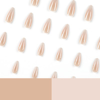 Ongles en amande XXL, nude neutre, ombré, couleur terre, magnifiques, à presser, en ABS, fabriqués à la machine, 24 pièces, longueur longue