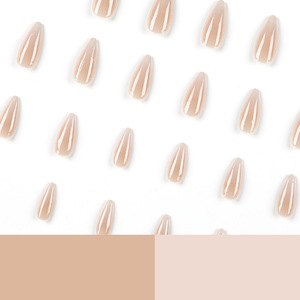 เล็บปลอมทรงอัลมอนด์ XXL สีนู้ดไล่เฉดสีเอิร์ธโทนสวยงาม  แบบกดติด  ผลิตด้วยเครื่องจักร ABS จำนวน 24 ชิ้น ทรงอัลมอนด์ ยาว - Product Image 4