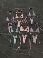 Ensemble de maillot de bain 2 pièces pour femmes, col halter, imprimé animal, micro bikini avec bas de maillot string, anti-UV et séchage rapide