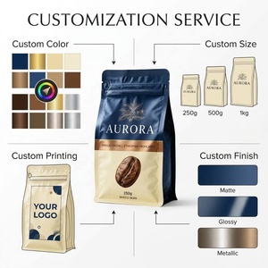 Emballage de café en aluminium imprimé sur mesure avec valve et fermeture éclair pour 250g 500g 1kg de grains de café torréfiés - Product Image 3