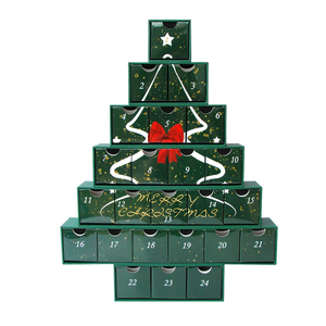Boîte de luxe réutilisable de l'avent de noël, jouets boîte cadeau de biscuits pour enfants 24 jours compte à rebours bricolage en gros <span class=keywords><strong>calendrier</strong></span> de l'avent - Product Image 1
