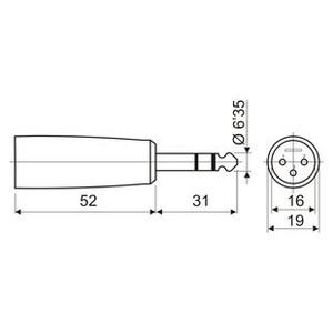 Adattatore maschio a 3 pin tipo jack standard, ideale per la connessione di dispositivi audio e la trasmissione di segnali. - Product Image 2