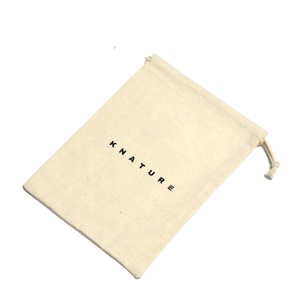 Sac à cordon en toile de coton naturel épais avec impression de logo personnalisé, cordon en coton LN-61 - Product Image 6