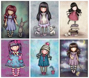 Little Girl Pittura Del Fumetto di Diamante Pittura Murale Esercitazione Completa Ricamo Decorazioni Per La Casa Rotonda e Piazza Diamante Pittura Kit - Product Image 3