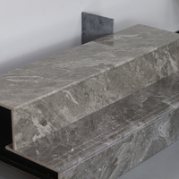 Carrelage de marche en céramique gris aspect marbre brillant, corps plein, 170x300x1200mm