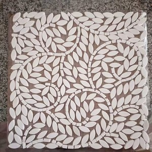 <span class=keywords><strong>Piastrelle</strong></span> a Mosaico con Design Moderno a Foglie e <span class=keywords><strong>Fiori</strong></span>, Marmo Bianco di Carrara Italiano per Pareti e Pavimenti, Marmo Bianco di Thassos Greco per Ville - Product Image 6