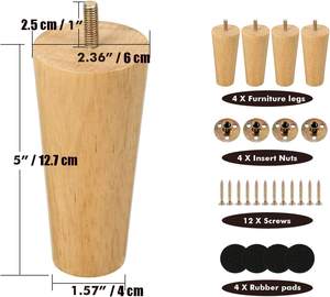 Canapé jambe meubles modernes conique rond tabouret chaise pieds solide côté lit armoire bois meubles jambes - Product Image 3