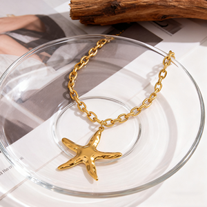 Accesorios de Moda, Joyería, Collares con Colgante de Estrella de Mar de Cinco Puntas, Chapado en Oro de 18K, Acero Inoxidable, 2025, para Mujer - Product Image 4