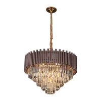 Luminária suspensa led redonda 2022, lâmpada pendente de luxo, para áreas internas, preta e dourada, para casa, estilo nórdico, moderno k9, lustre de cristal
