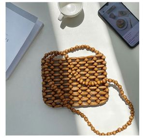 Bolso de Hombro Hueco de Moda para Mujer con Cuentas de Madera, Diseño Versión Coreana Verano 2025, Nuevo Bolso Cruzado - Product Image 2