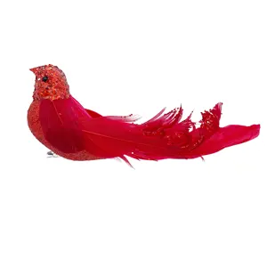 Plumas de pájaro para decoración navideña, plumas coloridas