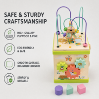 Cubo de Actividades de Madera Resistente 5 en 1, Juguete para Niños de 3+ Años, Regalo Educativo Montessori, 15x15x31cm, Logotipo Personalizado OEM, ANNA & Beck