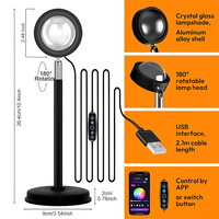 Projecteur de lampe coucher de soleil avec contrôle par application - Lumière LED coucher de soleil à changement de couleur 21 couleurs 180 °   Réglable pour la photographie, décoration de chambre