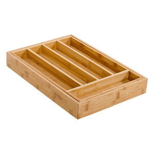 Organisateur de couverts en bambou rectangulaire 1L, boîte de rangement de bureau écologique sans couvercle, type sur pied - Product Image 5