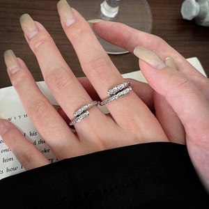Anillo Abierto de Plata de Ley S925 Ruitai, Diseño Coreano para Mujer, Joyería Fina con Textura Retro para Uso Diario - Product Image 2
