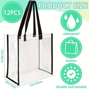 Sacs en plastique transparent holographique réutilisables écologiques, sacs à main de plage pour femmes, sacs de shopping personnalisés avec logo, sacs en PVC transparent - Product Image 4