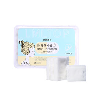 LMLTOP สำลีแผ่นเช็ดเครื่องสำอาง 100 ชิ้น แบบสองด้าน หนาพิเศษ สามชั้น บรรจุกล่อง ทำจากใยฝ้ายธรรมชาติ รุ่น TOP-009 - Product Image 1