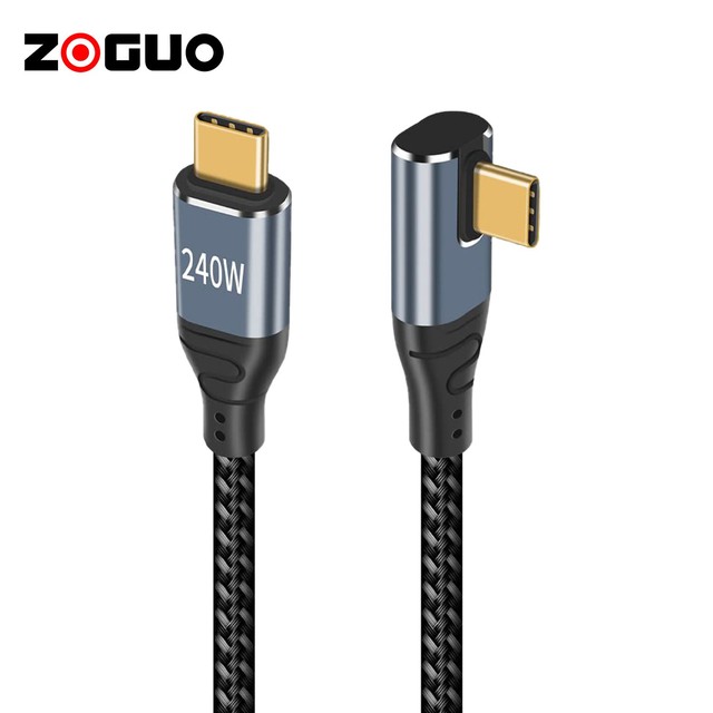 USB4 240W High Quality Angled Type-C Cable 5A Fast Charging 40Gbps 8K60HZ for Mac & Mobile Phones