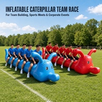 Jeu de course d'équipe gonflable en forme de chenille avec poignées de préhension pour le team building, les rencontres sportives et les événements d'équipe d'entreprise