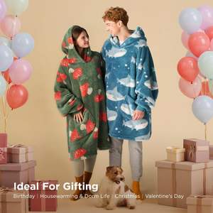 Sanxi Oversized <strong>Blanket</strong> <strong>Hoodie</strong> Wearable Ultra Soft Sherpa Fleece <strong>Cosy</strong> Sweatshirt Throw Hood Pocket Gifts Women Men Shark - Product Image 3