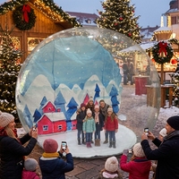 Cabane gonflable géante transparente personnalisée en forme de globe de neige, cabine photo gonflable pour affichage de marché de Noël et de fêtes