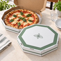 Boîtes à pizza octogonales personnalisées imprimées, emballage en papier blanc avec logo pour les restaurants à emporter et la livraison